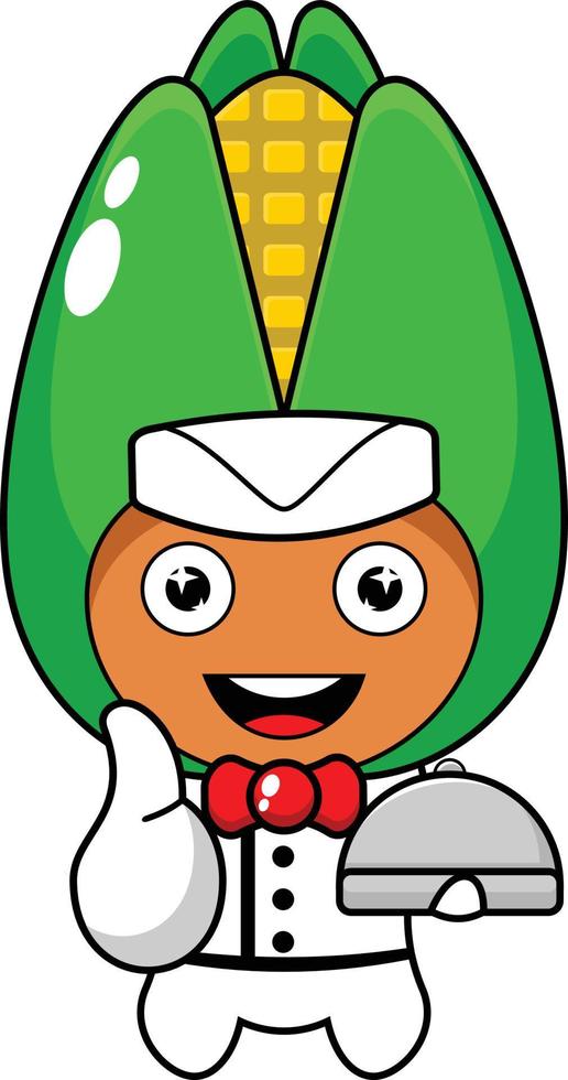 cartone animato personaggio illustrazione capocuoco portafortuna Mais costume vettore
