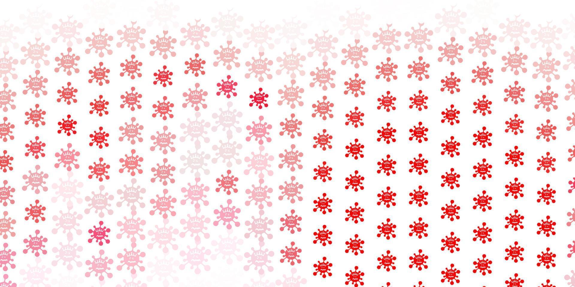 sfondo vettoriale rosso chiaro con simboli di virus.