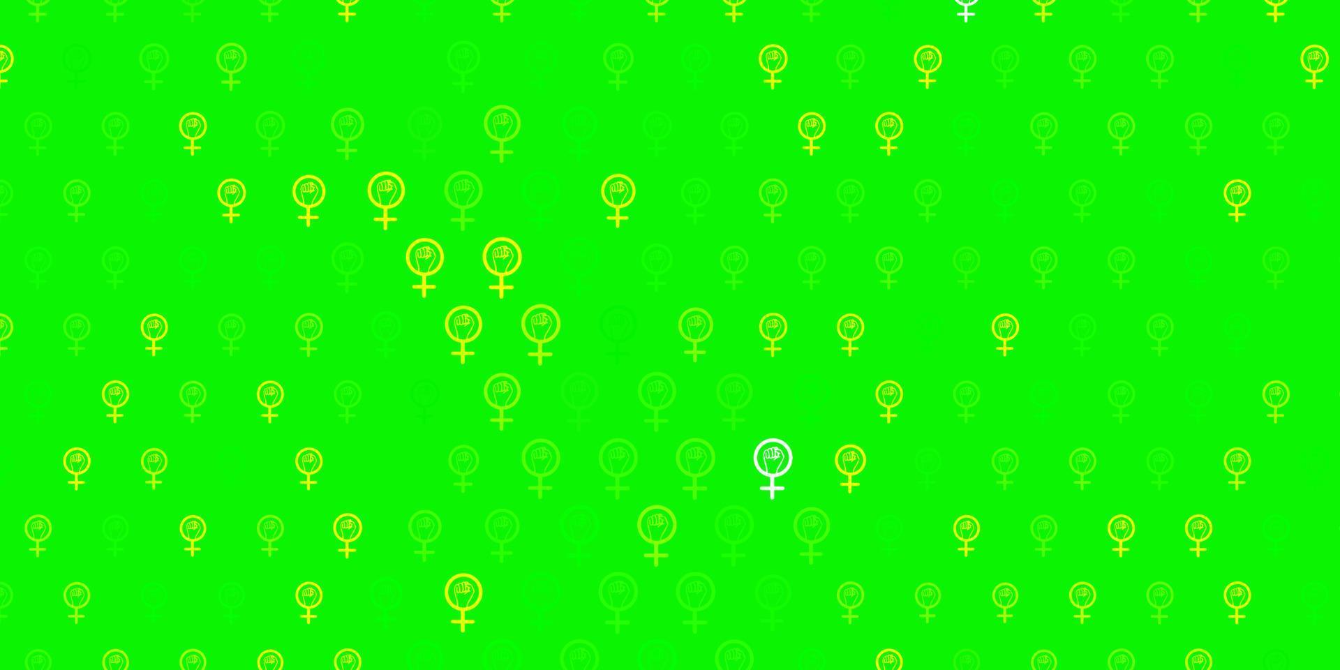 leggero verde, giallo vettore fondale con donne energia simboli.