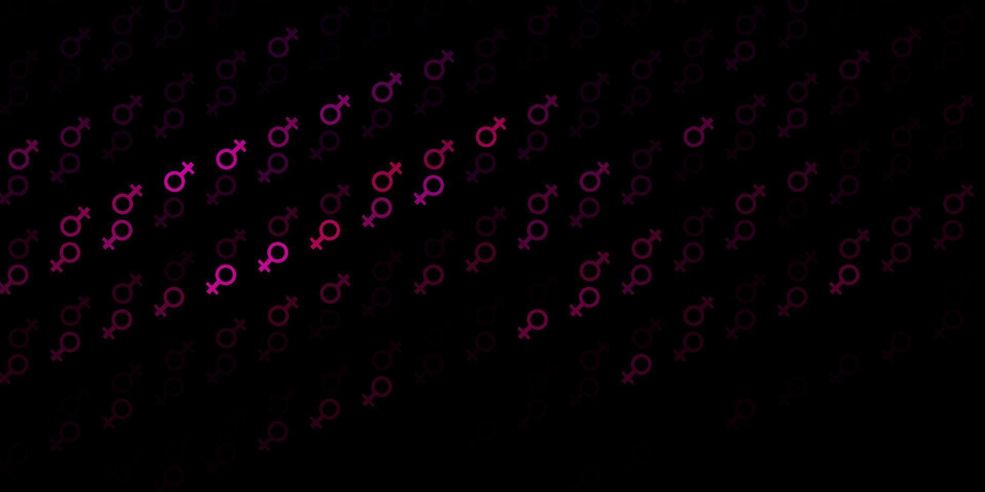 sfondo vettoriale rosa scuro con i simboli di potere della donna.