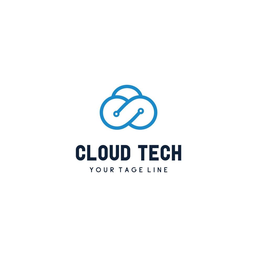 nube Tech tecnologia energia dati linea arte logo design icona vettore