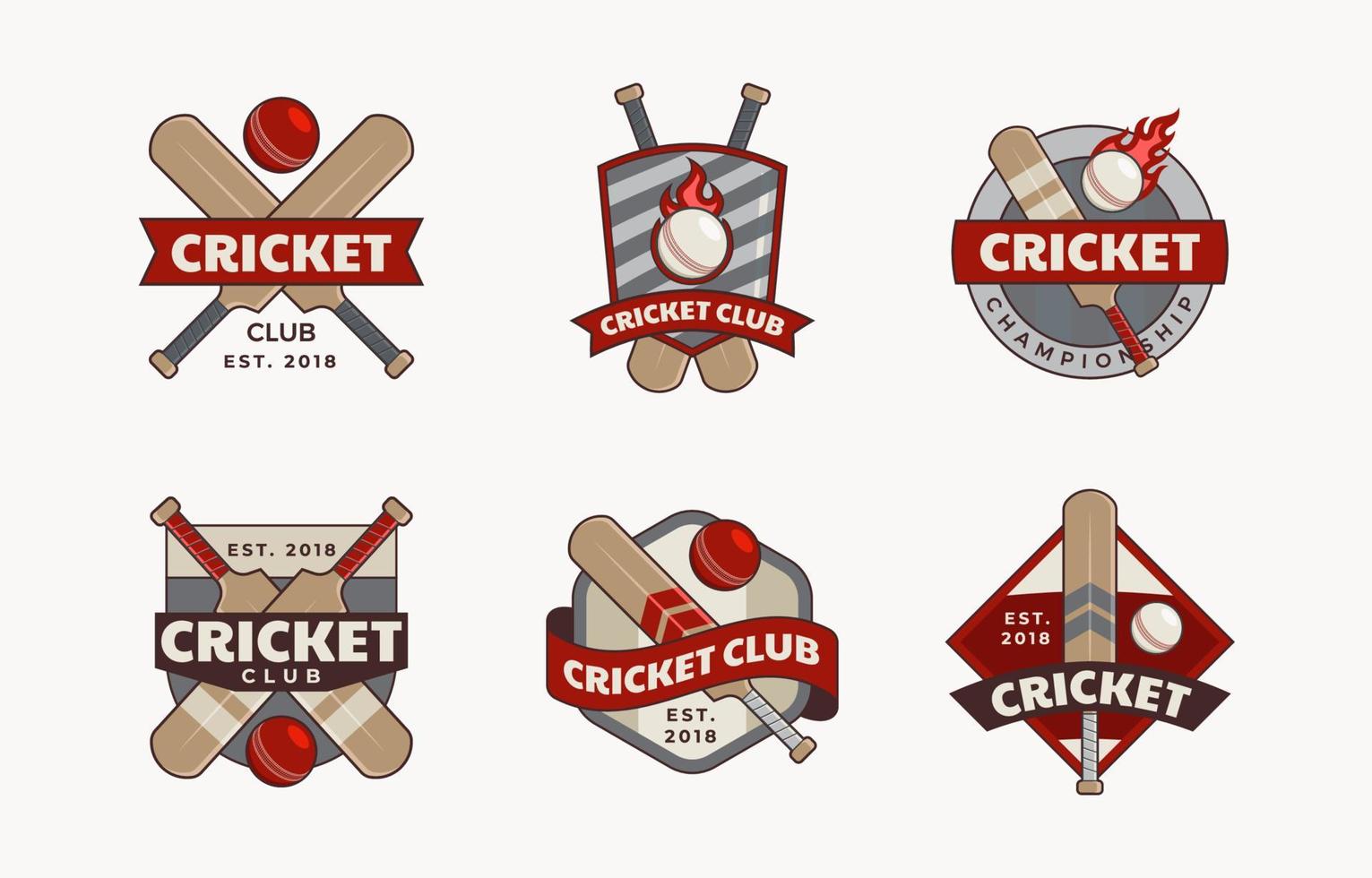 cricket club logo impostato vettore