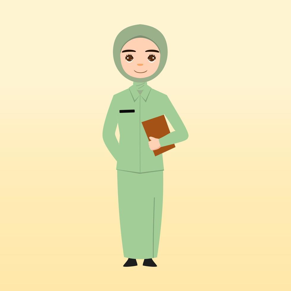 giovane musulmano donne indossare di moda Abiti e hijab. musulmano hijab alla moda ragazze. femmina personaggi utilizzando hijab e musulmano Abiti. piatto cartone animato vettore illustrazione.