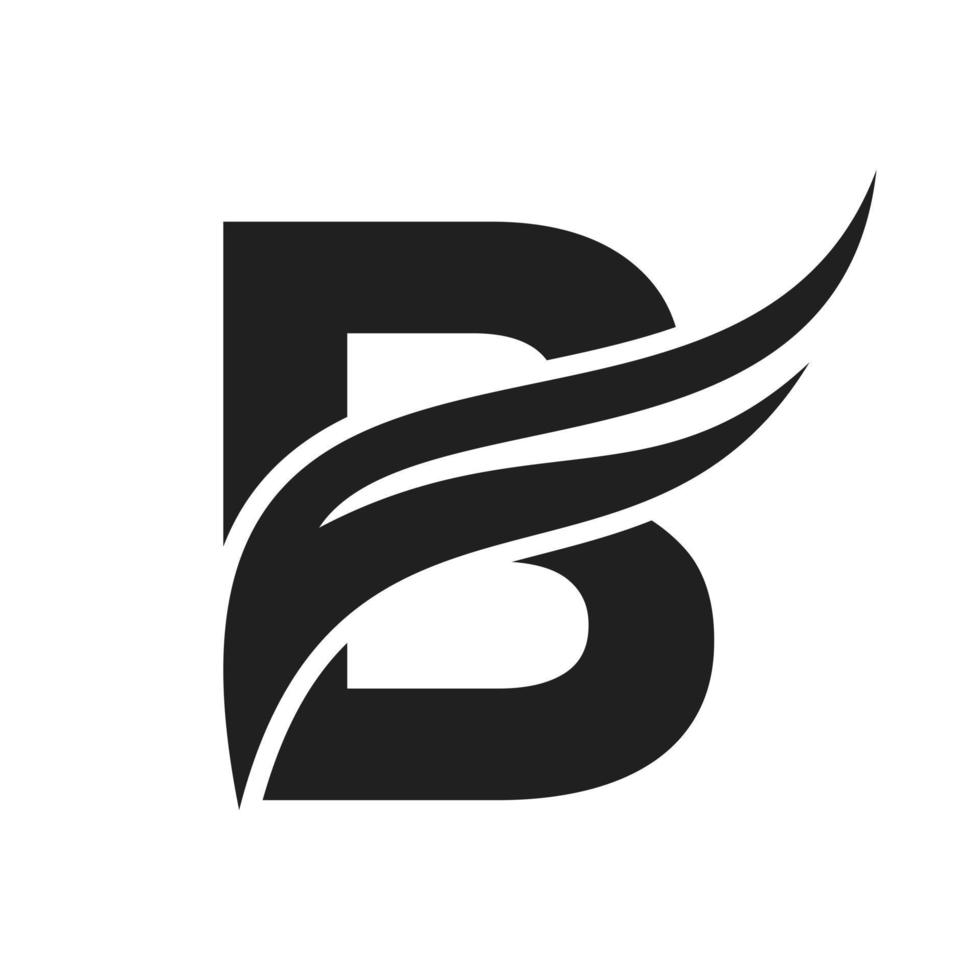 lettera B ala logo design. mezzi di trasporto logotipo vettore