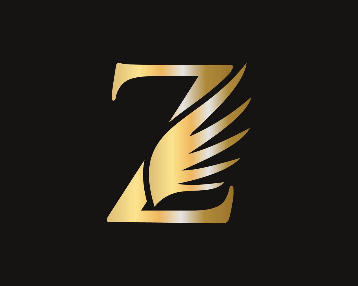 lettera z ala logo design. mezzi di trasporto logotipo vettore