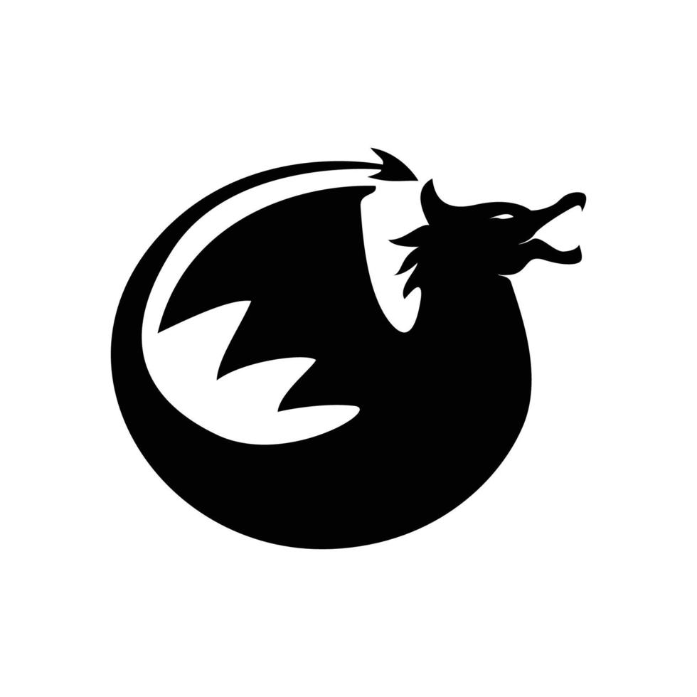 Drago silhouette design. mitologia creatura cartello e simbolo. vettore