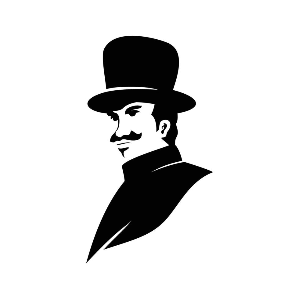 signore logo modello. uomo con cappello silhouette cartello, simbolo vettore illustrazione.