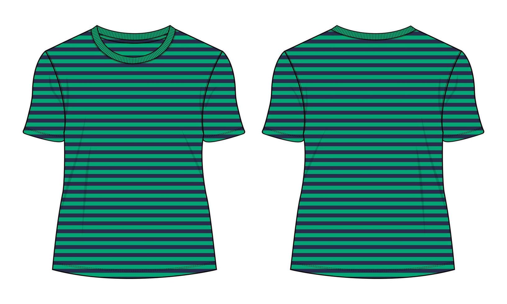 cotone maglia regolare in forma di base maglietta tecnico moda schizzo vettore illustrazione con equipaggio collo corto maniche verticale banda tutti al di sopra di Stampa.