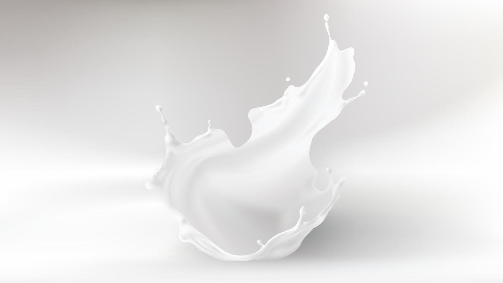 latte spruzzo corona forma su grigio vettore