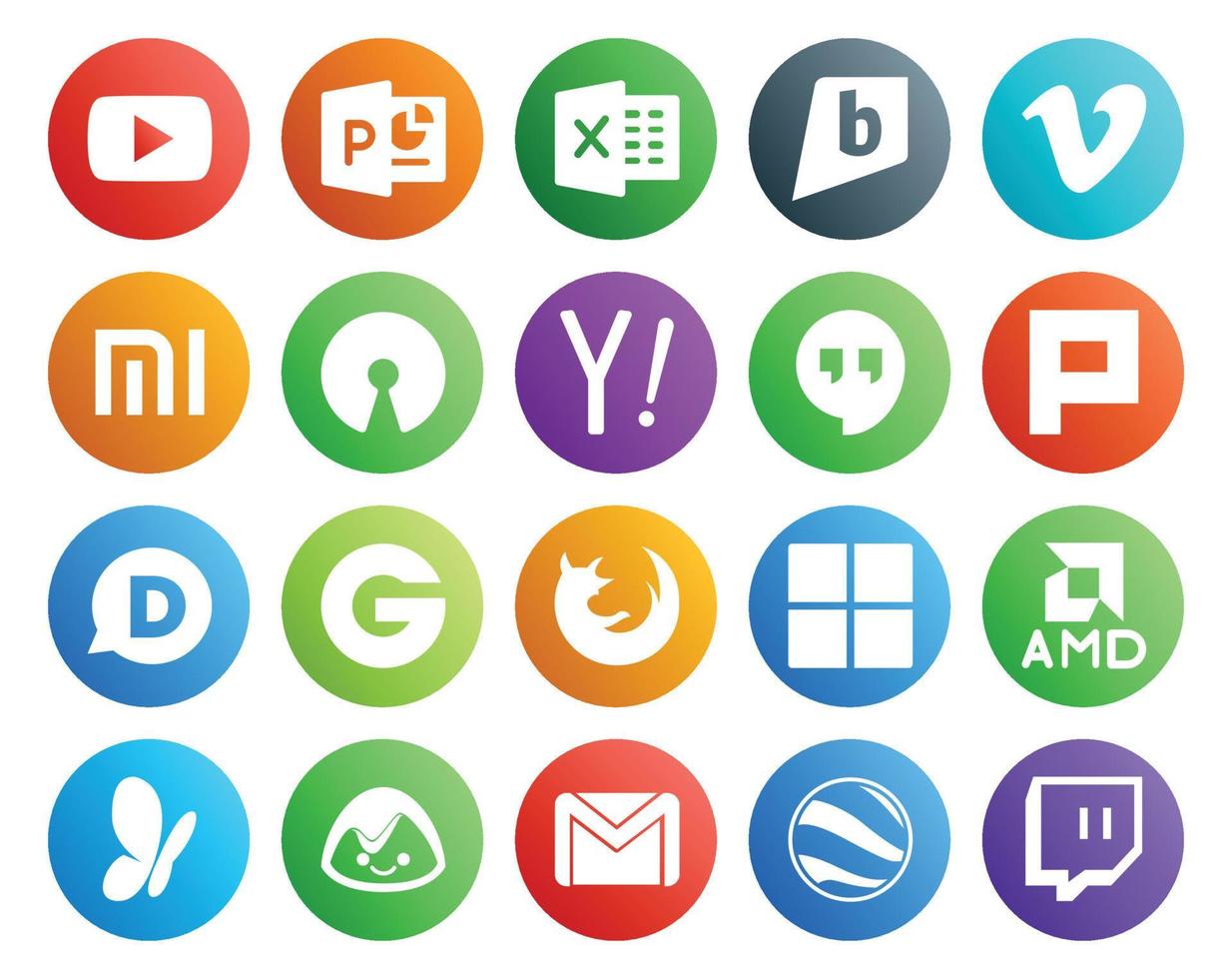 20 sociale media icona imballare Compreso microsoft firefox Aperto fonte Groupon plurk vettore