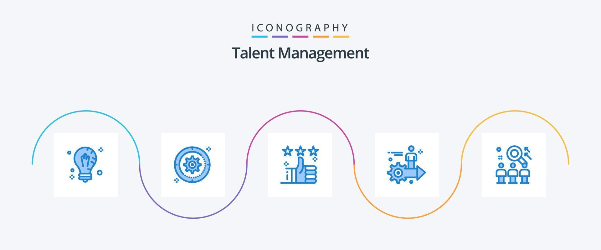talento gestione blu 5 icona imballare Compreso freccia. ambientazione. ruota. stella. tumbe vettore