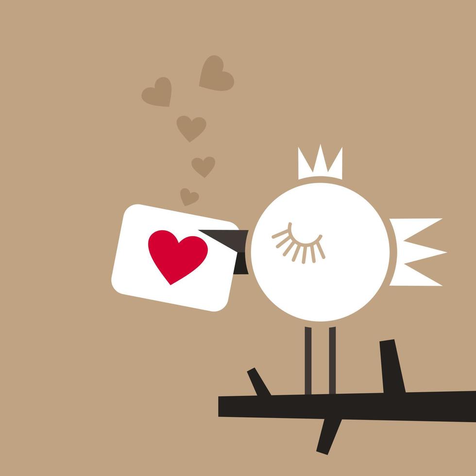 il innamorato uccello detiene un' carta con cuore per giorno San Valentino vettore