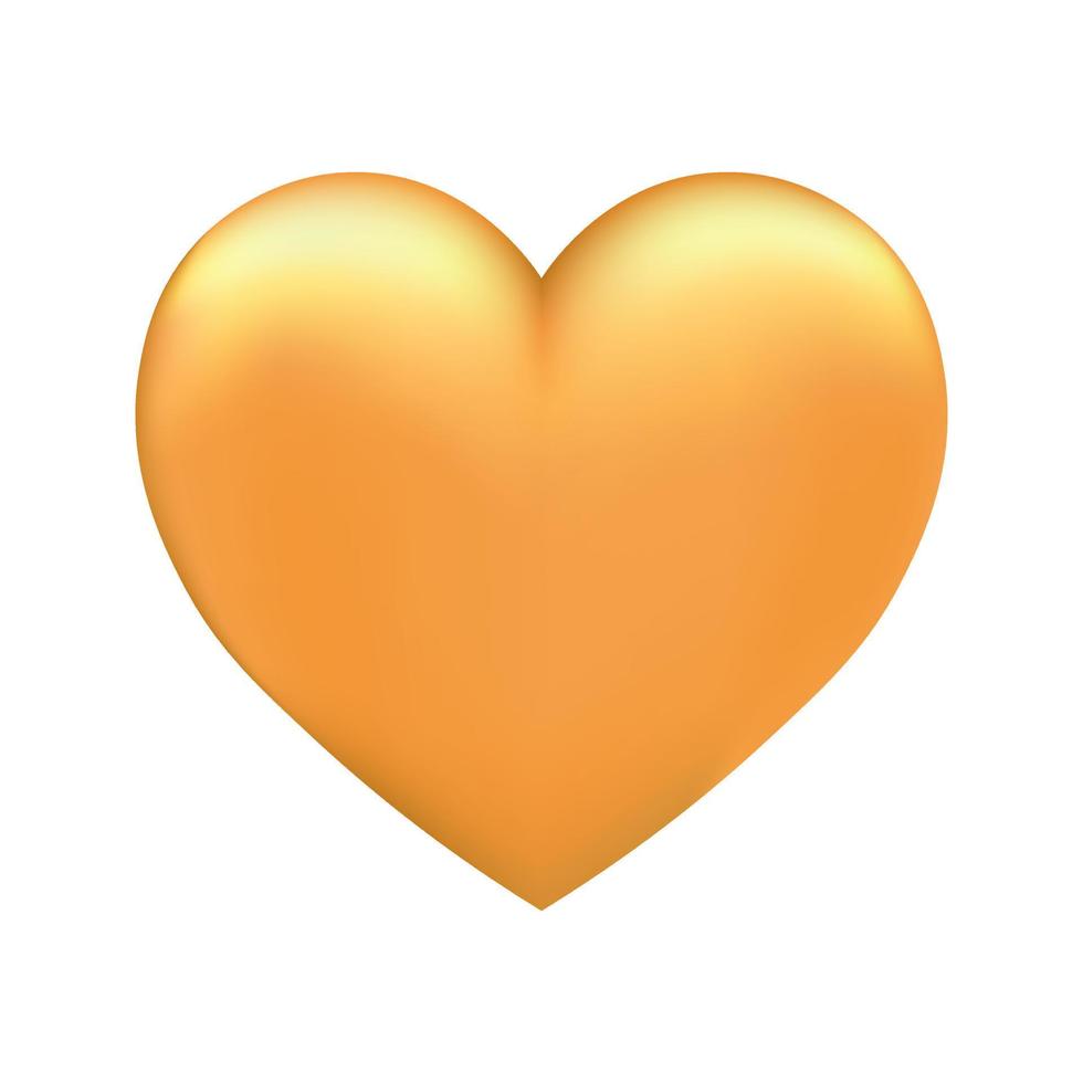 volumetrica brillante oro cuore icona per st. san valentino giorno vettore