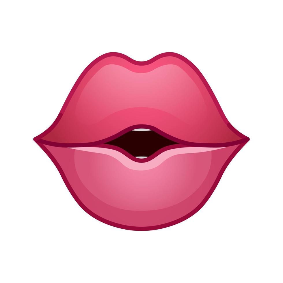 femmina rosso labbra grande dimensione icona per emoji Sorridi vettore