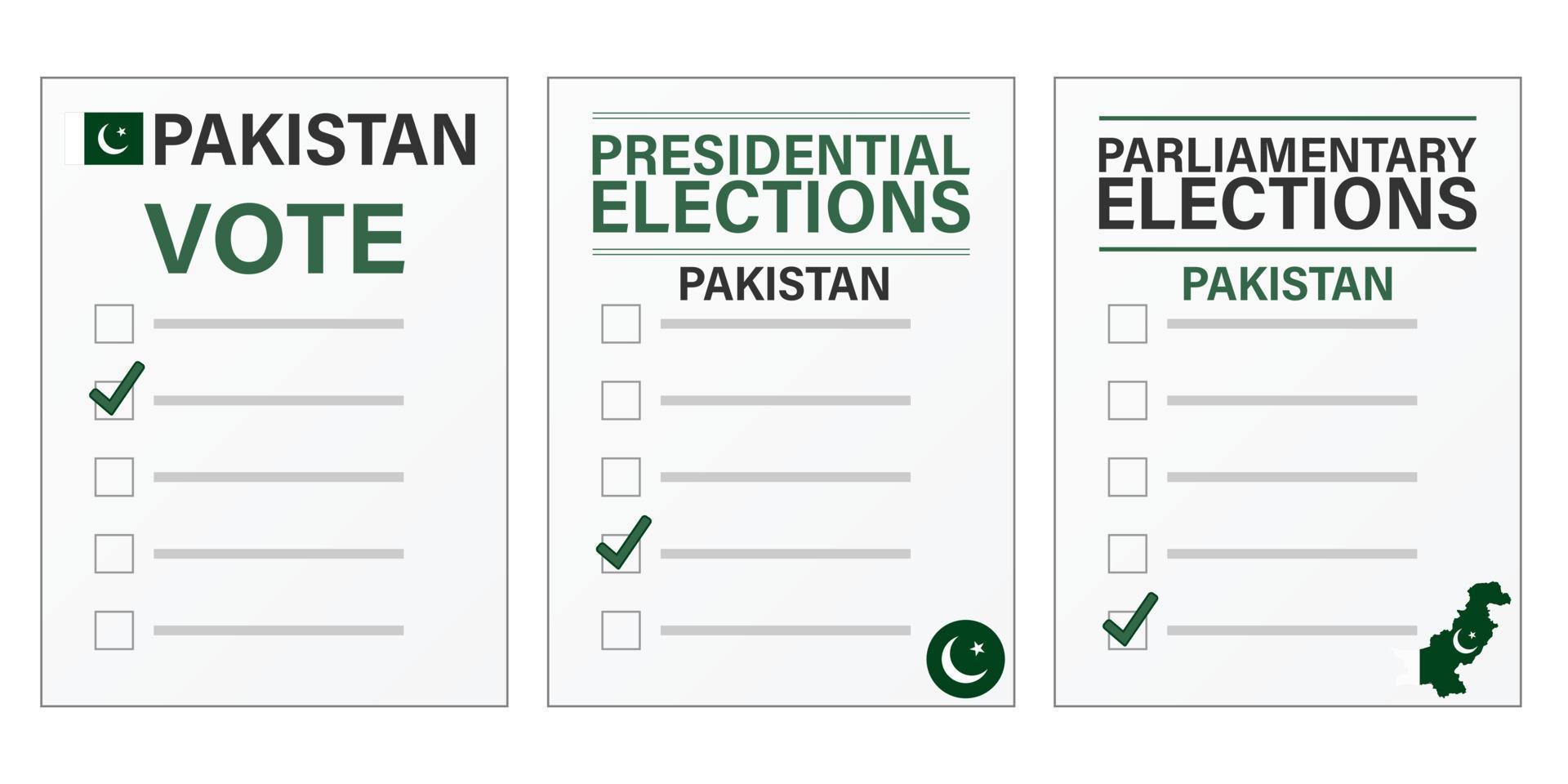 Pakistan elezioni voto scrutinio modello per presidenziale e parlamentare elezioni vettore