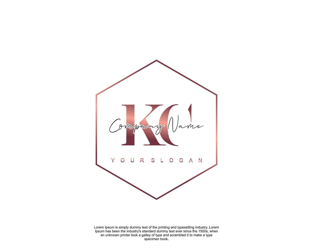 iniziale lettera kc femminile logo bellezza monogramma e elegante logo disegno, grafia logo di iniziale firma, nozze, moda, floreale e botanico con creativo modello vettore