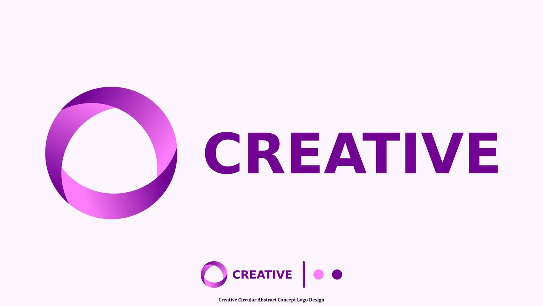 creativo viola circolare logo design finto su modello vettore