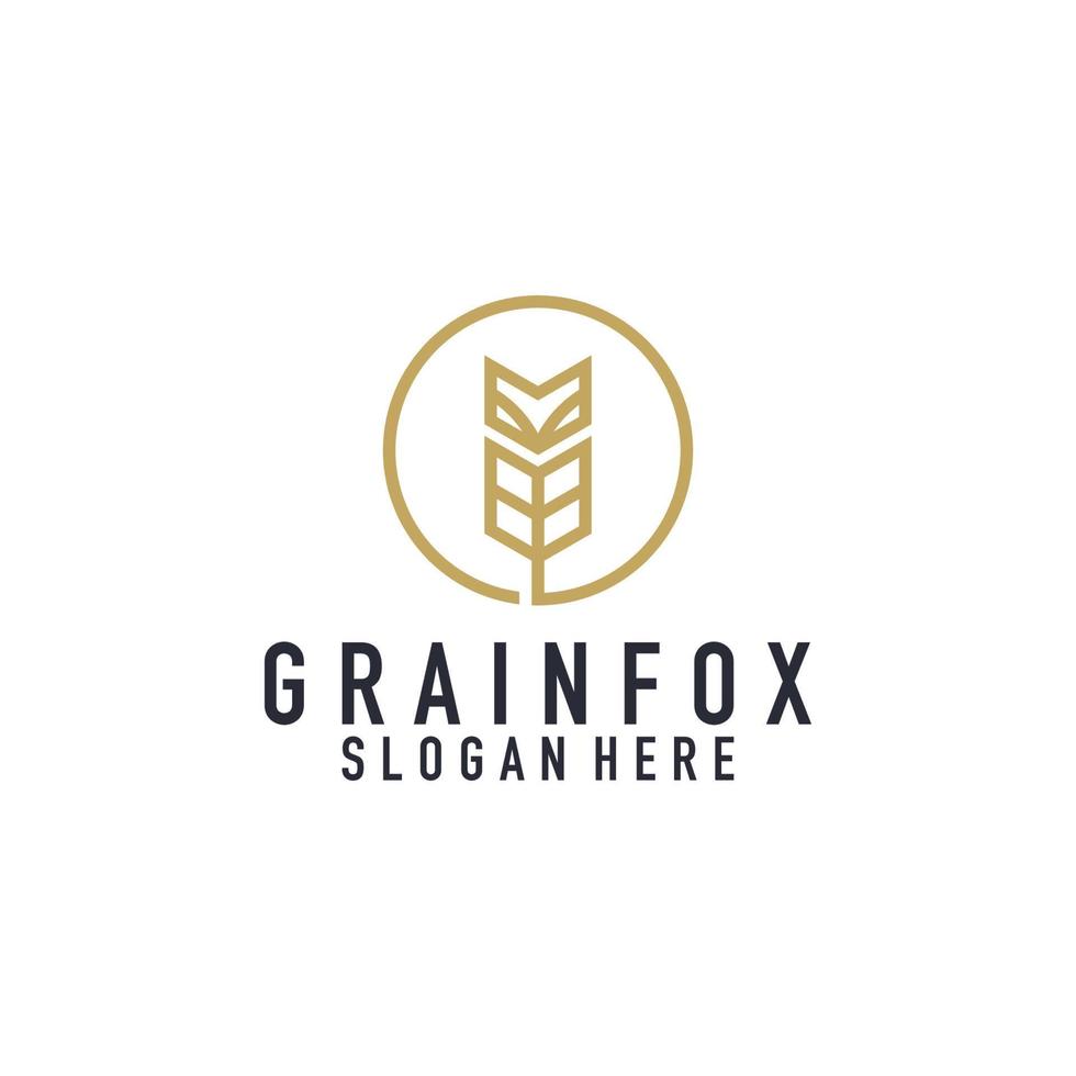 grano e Volpe logo design illustrazione vettore