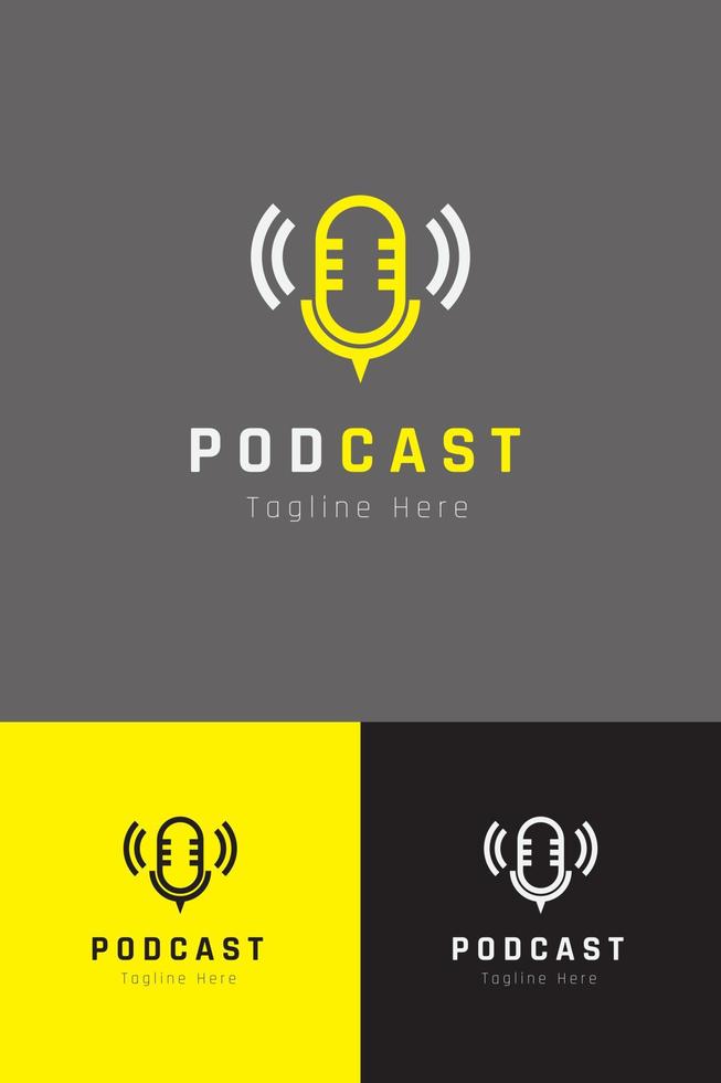 impostato di Podcast microfono logo vettore design modello con diverso colore stile