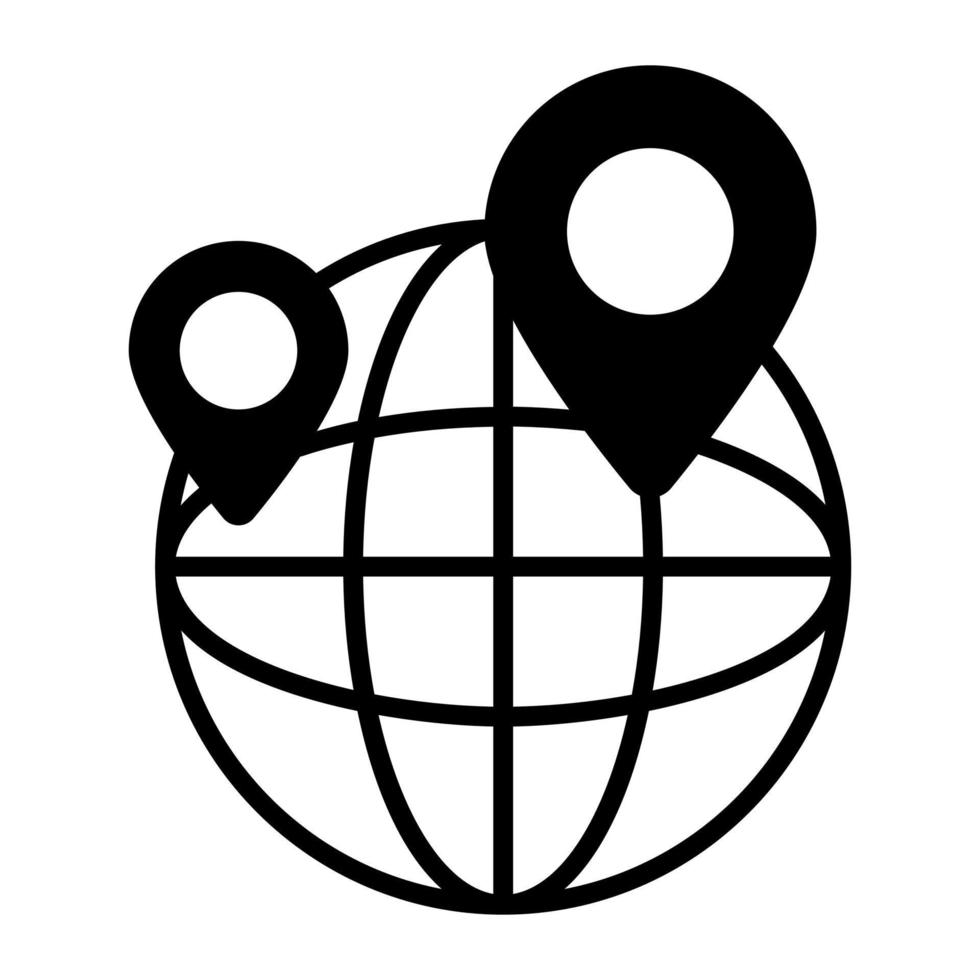 mondo globo con carta geografica pointer simboleggiante globale Posizione vettore