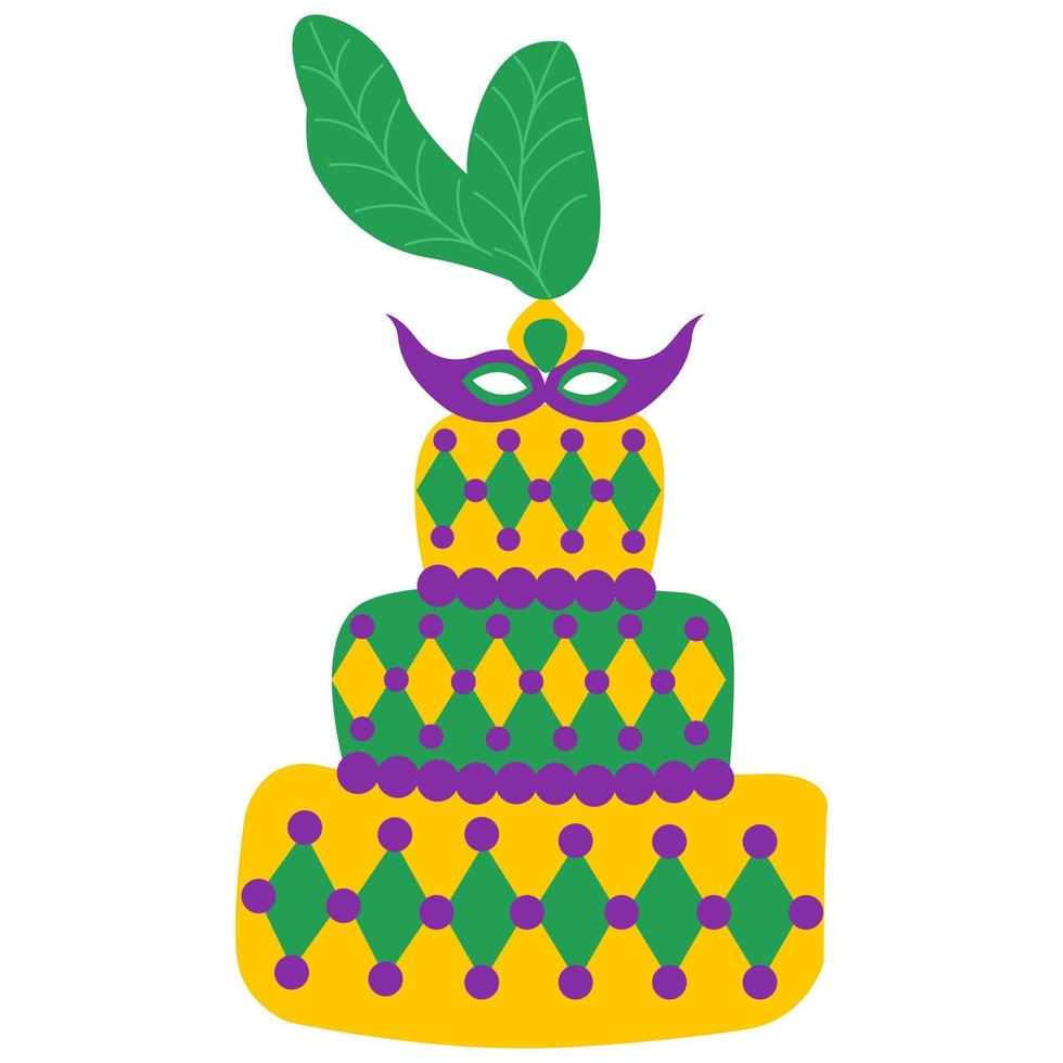 mardi gras carnevale design elemento, piatto stile. torta. vettore illustrazione.