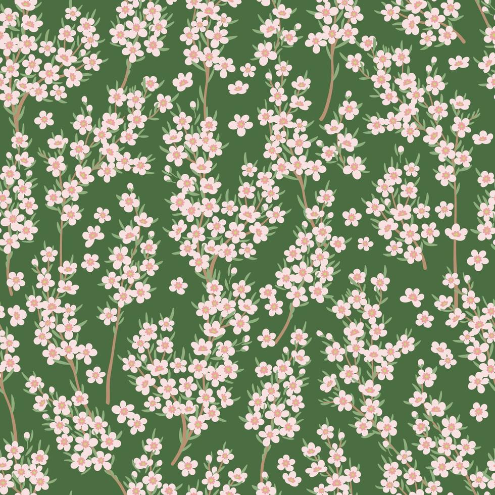 di moda senza soluzione di continuità vettore floreale modello. infinito Stampa fatto di piccolo rosa fiori su rami. estate e primavera motivi