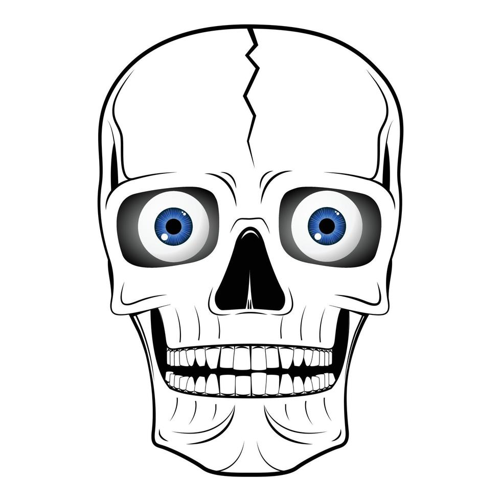cranio con bulbi oculari divertente disegno vettore