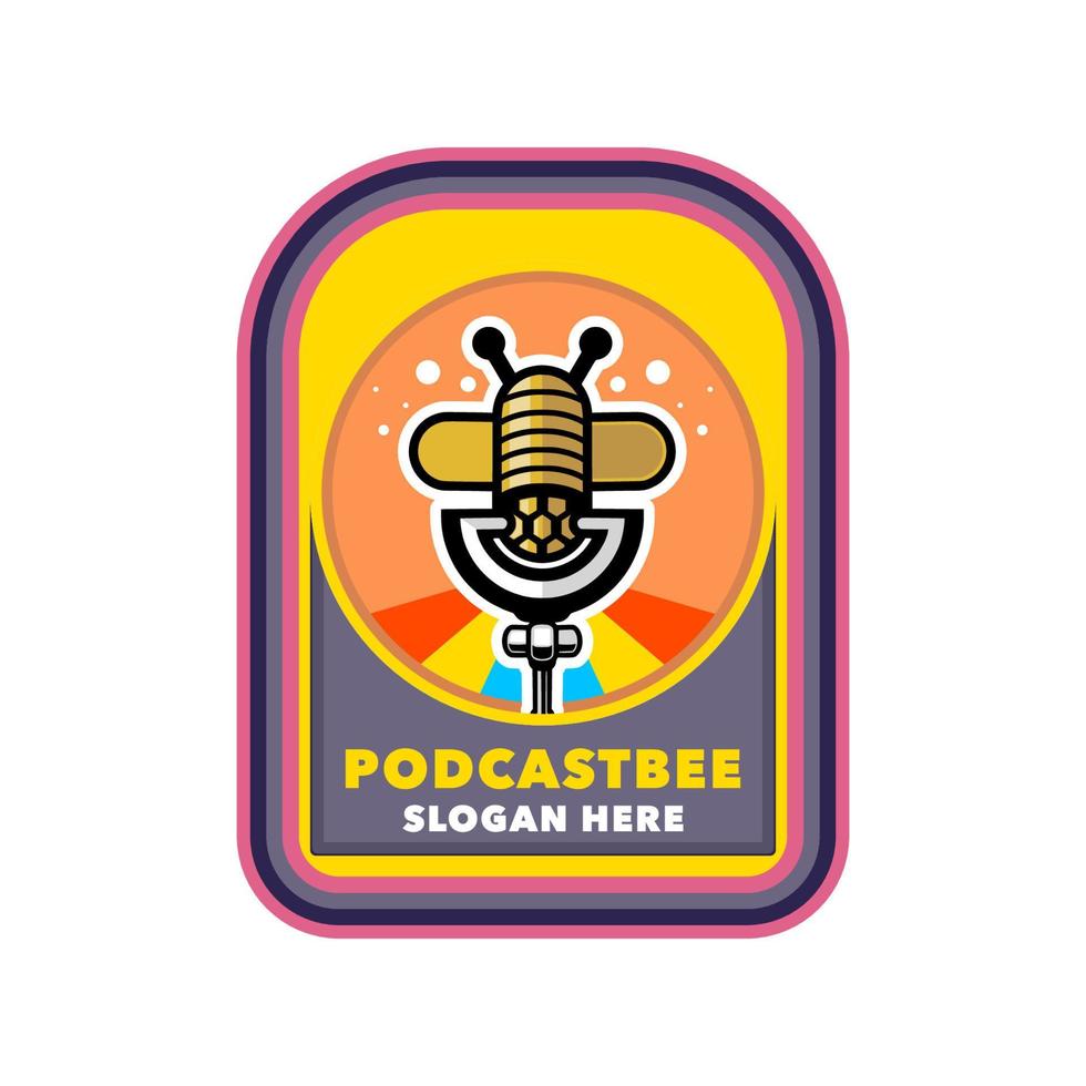 Podcast ape distintivo vettore