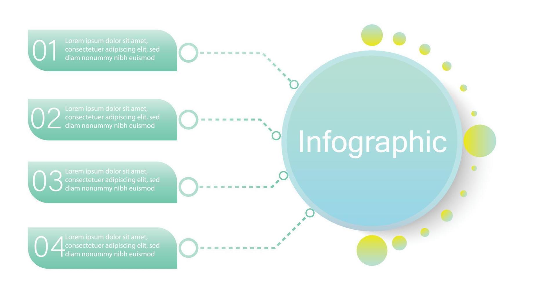 Infografica modello per attività commerciale informazione presentazione. vettore cerchi e geometrico elementi. moderno flusso di lavoro diagrammi. rapporto Piano 4 temi