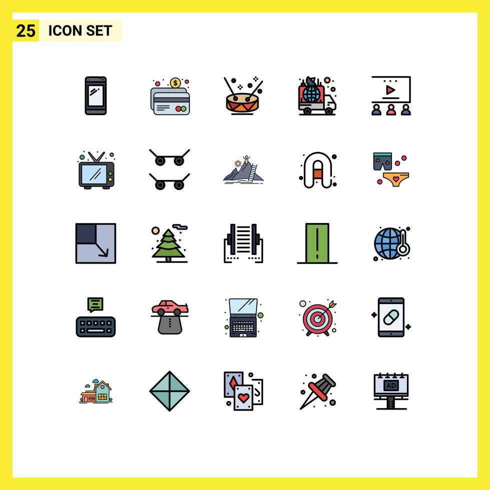 25 creativo icone moderno segni e simboli di notizia trasmissione pagamento annuncio festa modificabile vettore design elementi