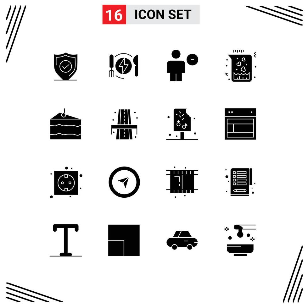 16 creativo icone moderno segni e simboli di formaggio cuore avatar borraccia meno modificabile vettore design elementi