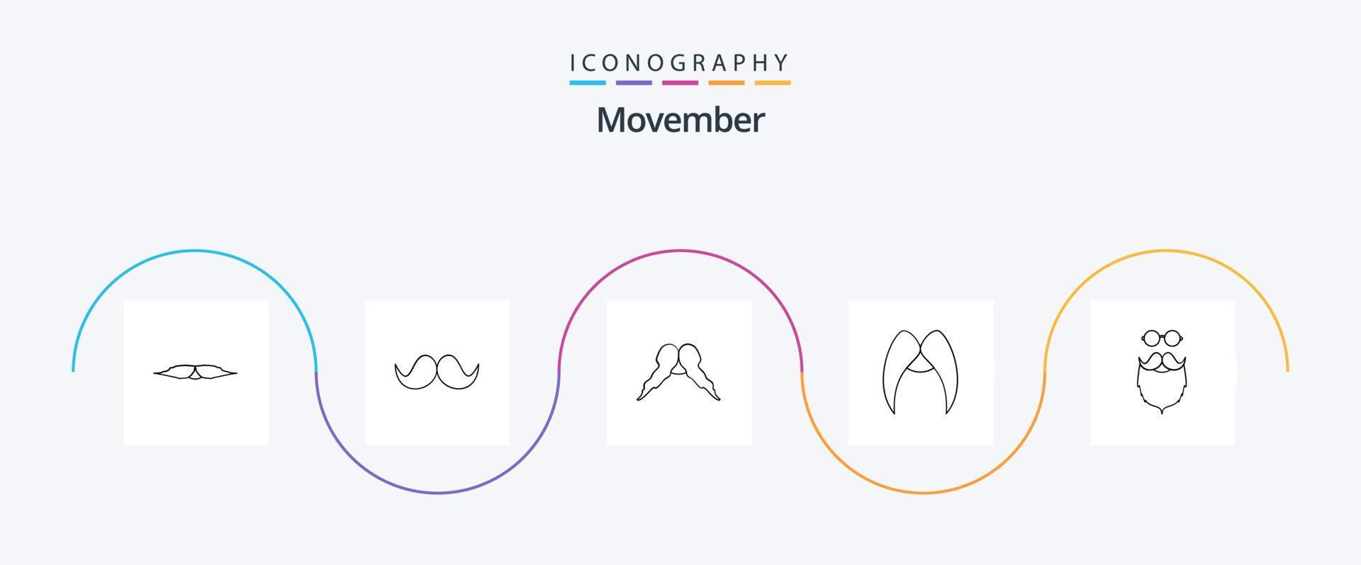 Movember linea 5 icona imballare Compreso . portato. vettore