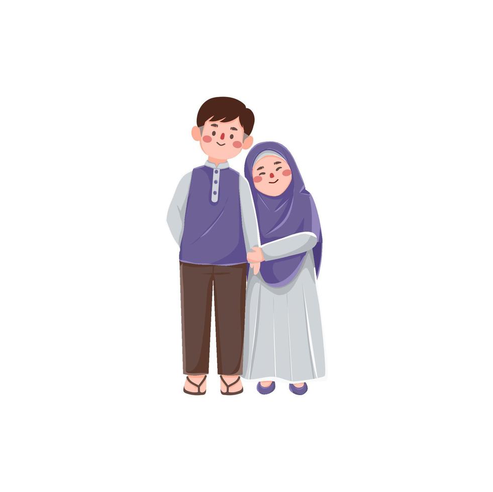 illustrazione della famiglia musulmana vettore
