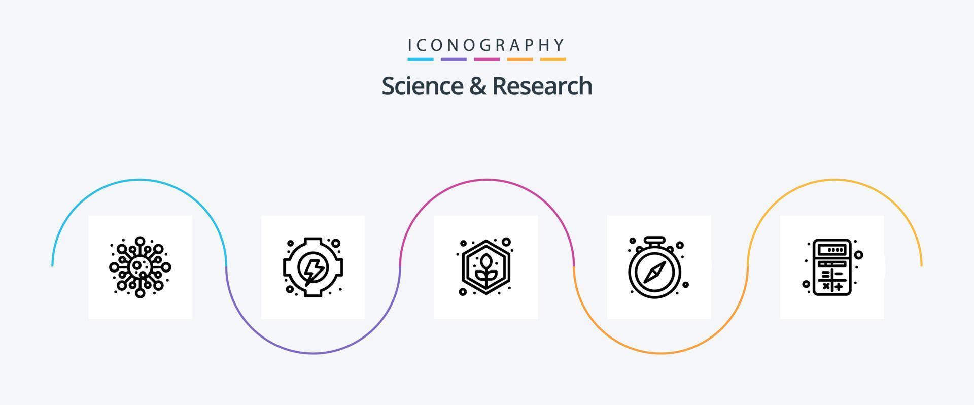 scienza linea 5 icona imballare Compreso app. Inserisci. crescere. volta. fermare vettore