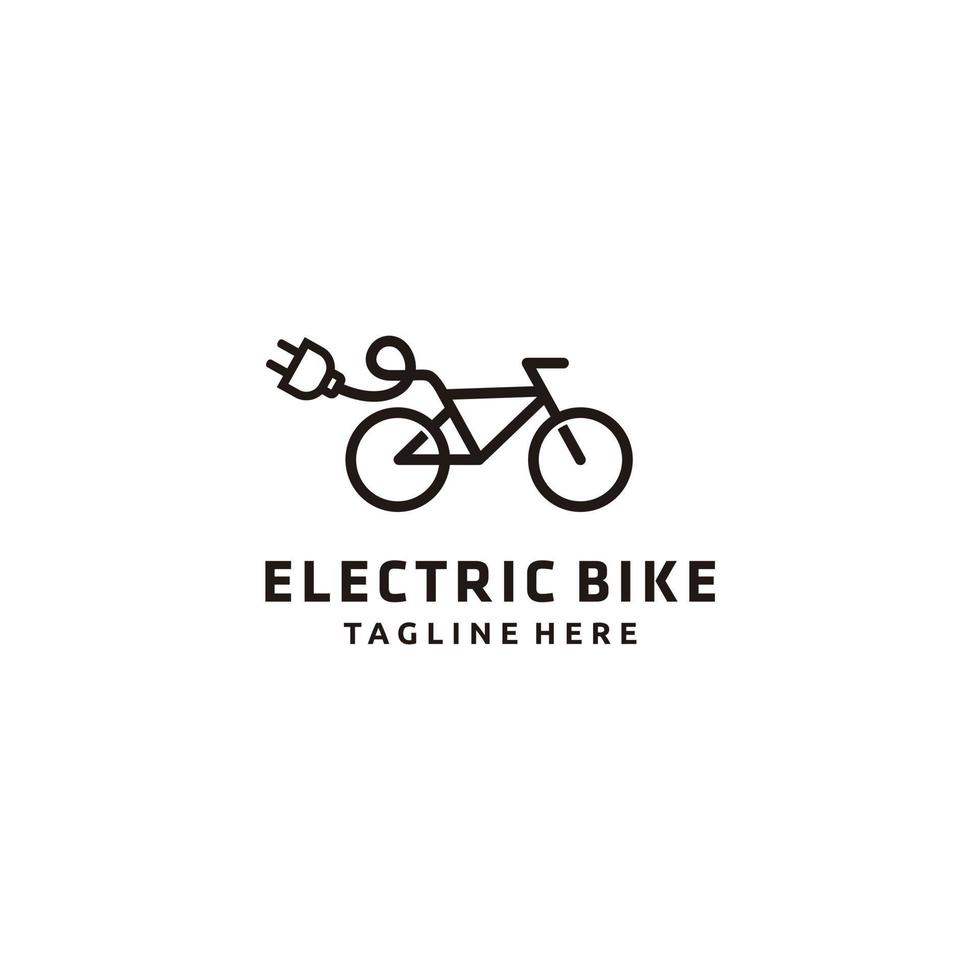 e bicicletta linea arte vettore design. elettrico bicicletta ciclo logo design icona