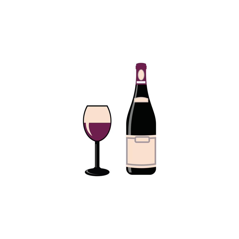 vino bottiglia Champagne e bicchiere icona logo design vettore