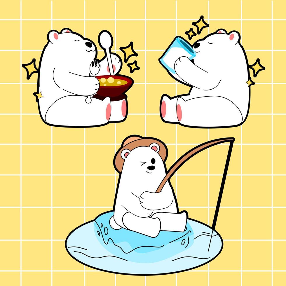 kawaii mano disegnato cartone animato orso vettore