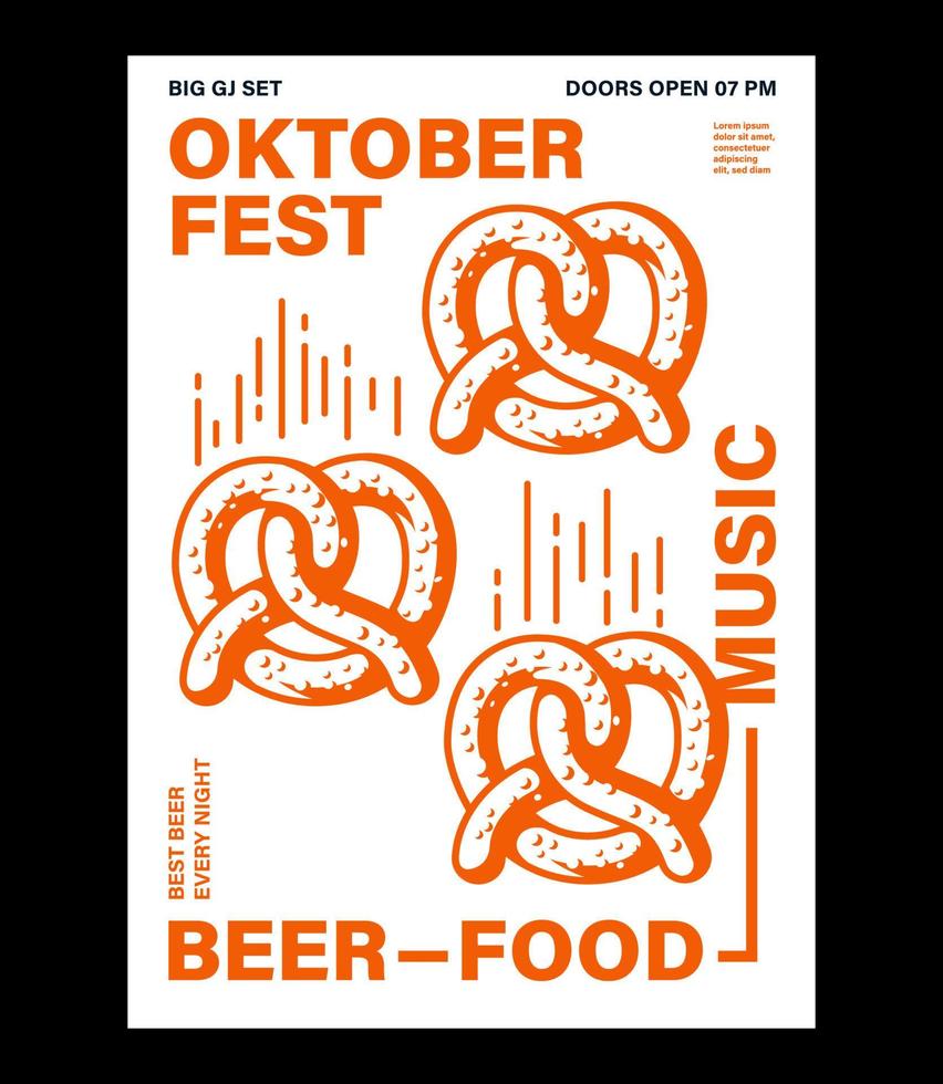 oktoberfest celebrazione manifesto, pretzel, bicchiere di birra e bottiglia con tipografia. vettore vacanza aviatore modello per tradizionale Tedesco birra Festival.