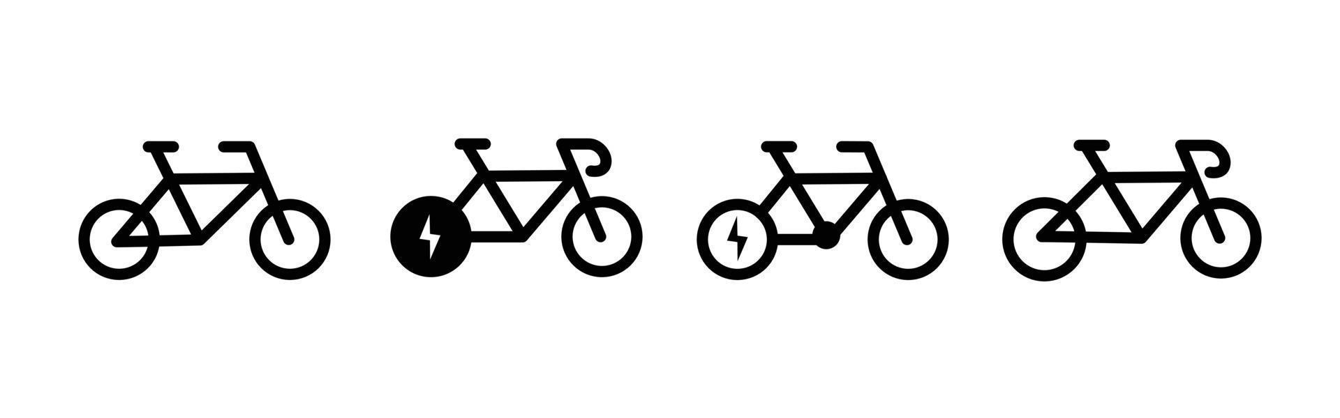 impostato di elettrico bicicletta icona per eco amichevole simbolo design vettore