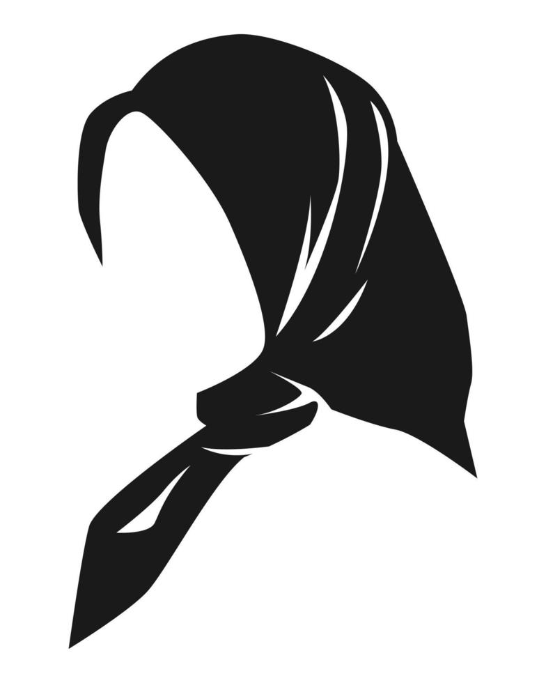 silhouette di hijab musulmano donna. velo, Da donna foulard. concetto di vestiario, religione, Ramadan, moda, donne. per Stampa, etichetta, modello, eccetera. nero e bianca vettore illustrazione.