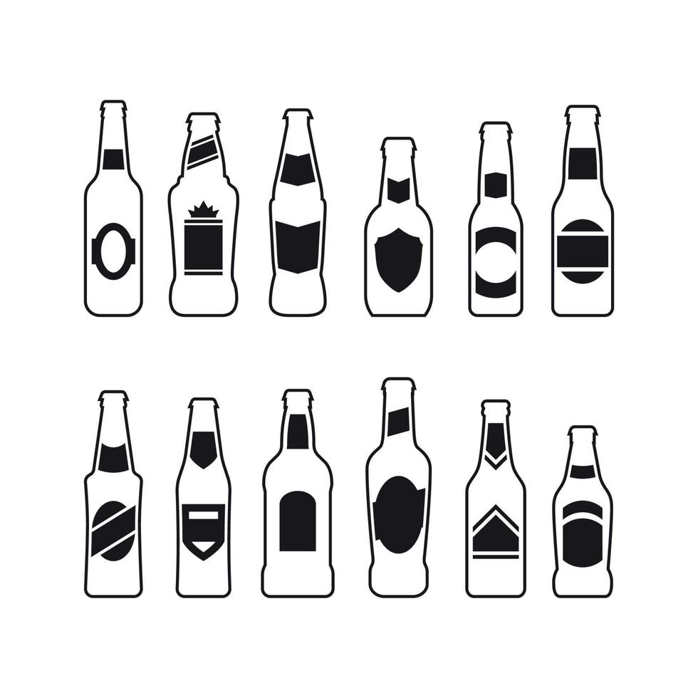 birra bottiglie icone vettore