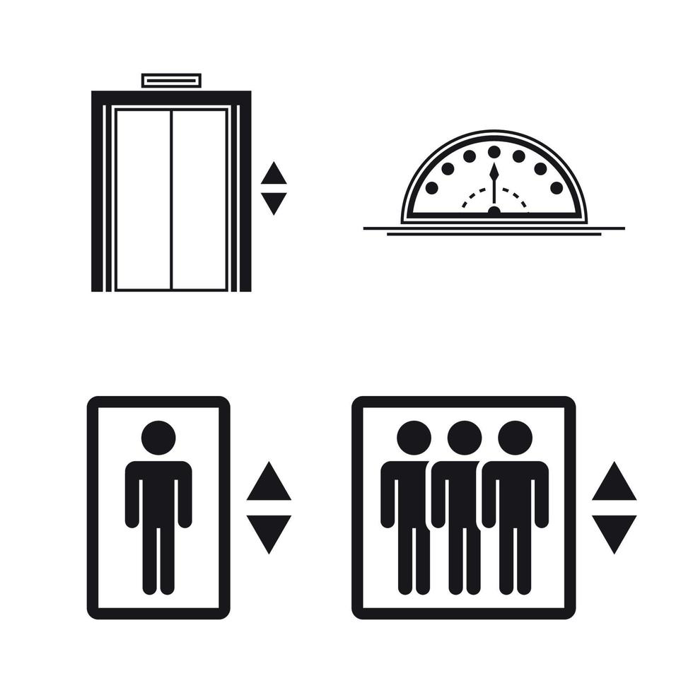 ascensore icone, segni, nero su un' bianca sfondo vettore