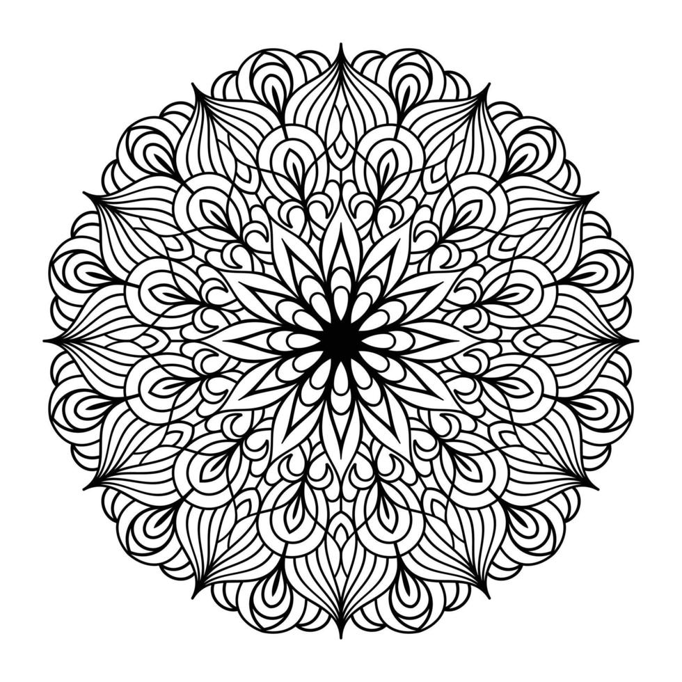 mandala floreale colorazione pagina per adulti rilassamento, nero e bianca mandala colorazione pagina mano disegnato delineato scarabocchio linea arte, adulto mandala per colorazione pagina interno vettore