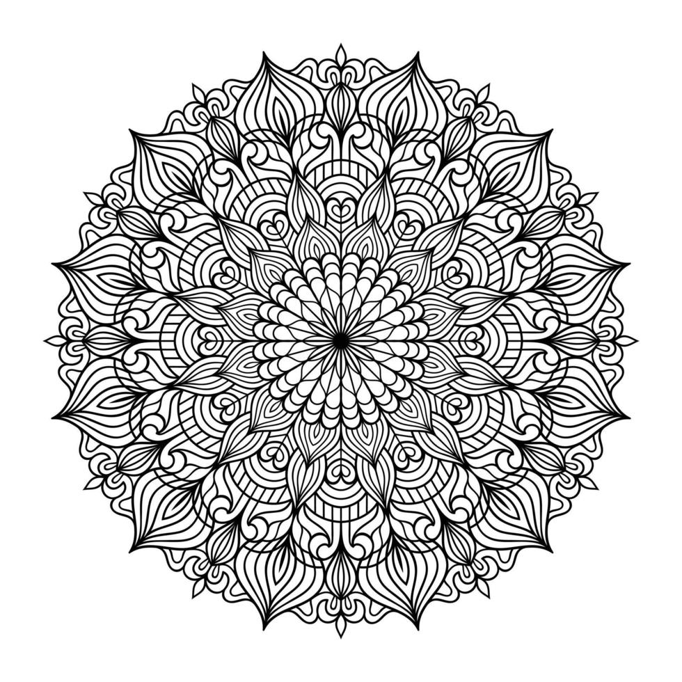 mandala floreale colorazione pagina per adulti rilassamento, nero e bianca mandala colorazione pagina mano disegnato delineato scarabocchio linea arte, adulto mandala per colorazione pagina interno vettore