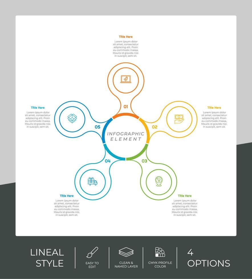 linea opzione piazza Infografica con carta effetto concetto per finanza aziendale. opzione Infografica può essere Usato per presentazione, opuscolo e marketing. vettore