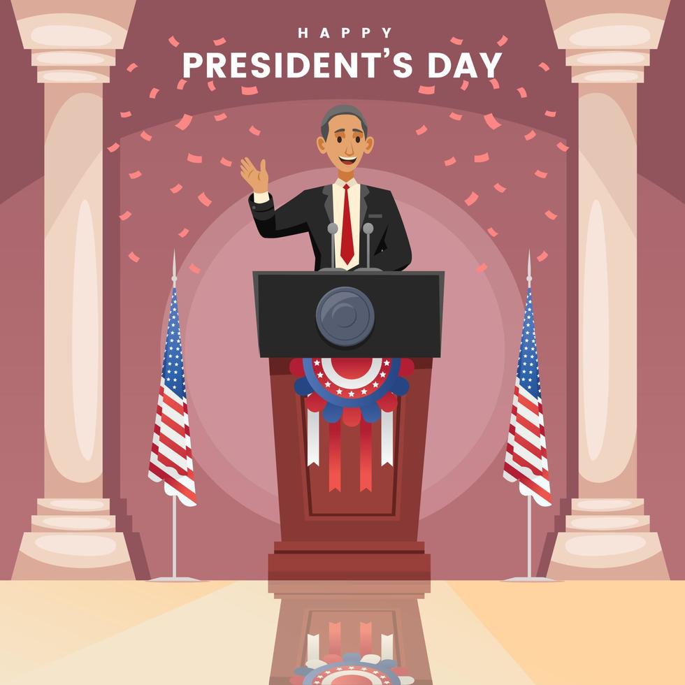 del presidente giorno vecchio uomo discorso interno celebrare cartone animato personaggio illustrazione vettore