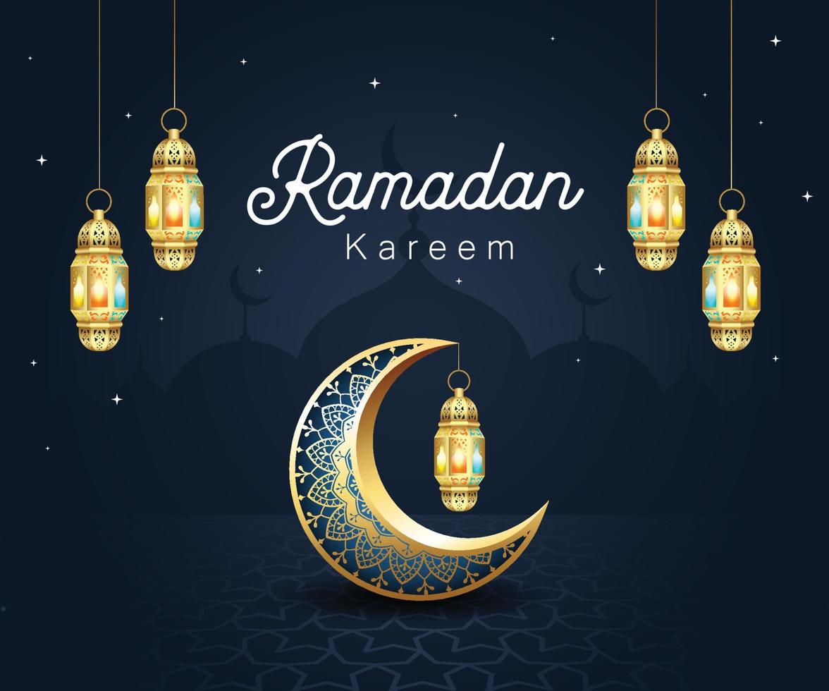 Ramadan kareem islamico saluto carta design. Ramadan decorazioni sfondo modello vettore