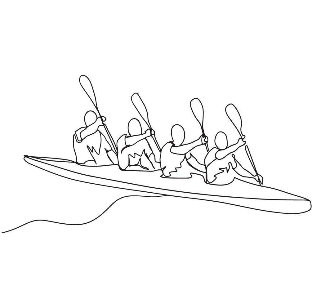 canottaggio barca linea arte, acqua sport schema disegno, vettore, vogatore schizzo, minimalista illustrazione vettore