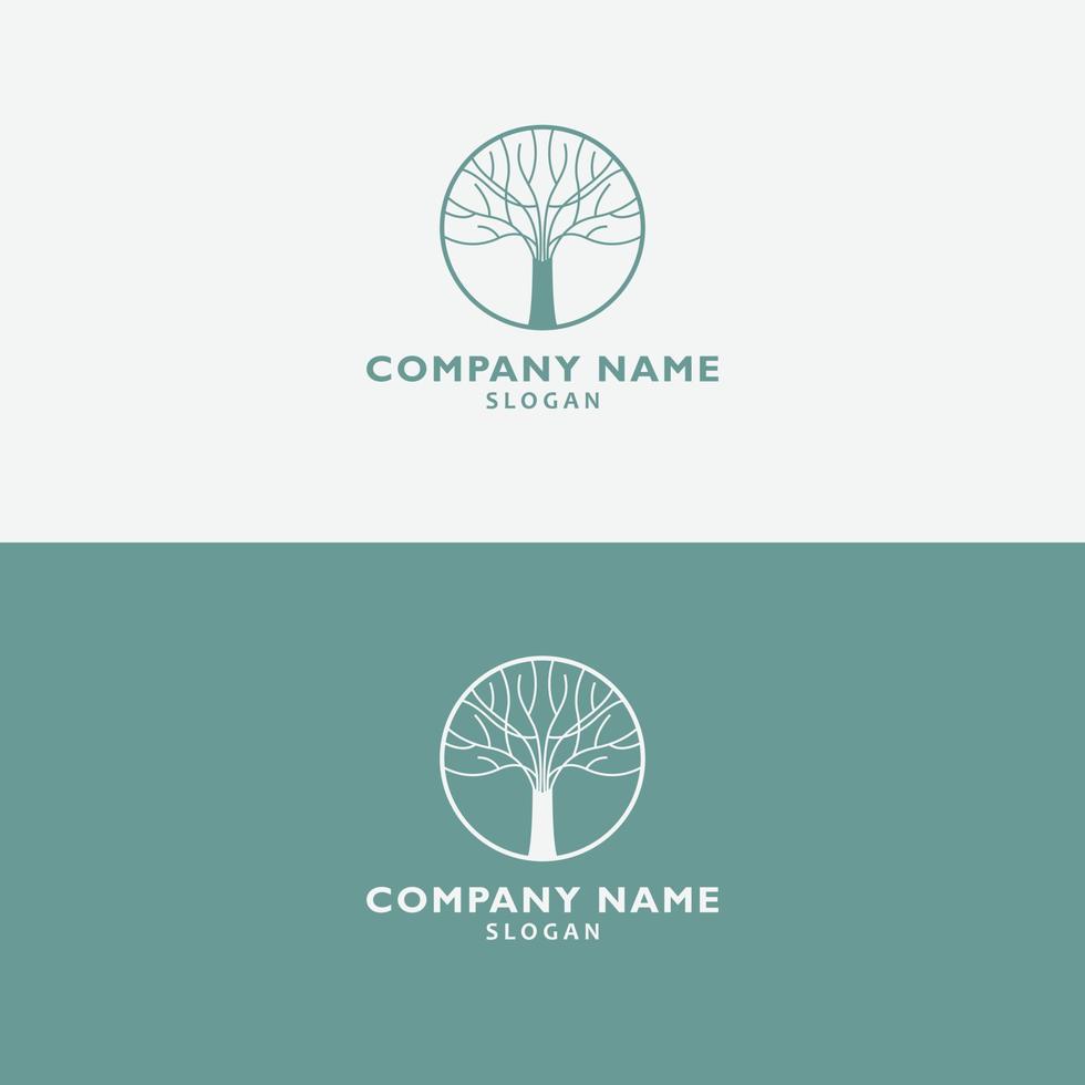 moderno albero logo design. minimalista eco e natura vettore logo. albero di vita ramo attività commerciale cartello collezione.
