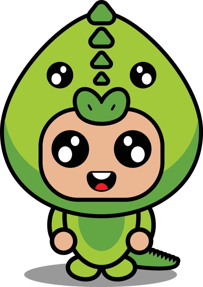 cartone animato personaggio vettore illustrazione di carino iguana animale portafortuna costume
